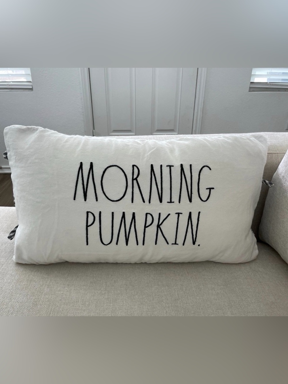 Morning pumpkin pillow by Rae Dunn